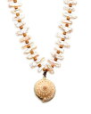 【送料無料】 アクア レディース ネックレス・チョーカー・ペンダントトップ アクセサリー Shell & Cultured Freshwater Pearl Pendant Necklace in Gold Tone 14"-17" - Exclusive Gold