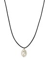 【送料無料】 ゾーシッコ レディース ネックレス・チョーカー・ペンダントトップ アクセサリー 14K Yellow Gold Diamond Baroque Pearl Pendant Leather Cord Necklace 18" Gold