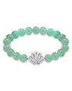 【送料無料】 アクア レディース ブレスレット・バングル・アンクレット アクセサリー Clam Shell Charm Gemstone Beaded Stretch Bracelet in Sterling Silver - Exclusive Green/Silver