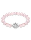 【送料無料】 アクア レディース ブレスレット・バングル・アンクレット アクセサリー Clam Shell Charm Gemstone Beaded Stretch Bracelet in Sterling Silver - Exclusive Pink/Silver