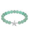 【送料無料】 アクア レディース ブレスレット・バングル・アンクレット アクセサリー Starfish Charm Gemstone Beaded Stretch Bracelet in Sterling Silver - Exclusive Green/Silver