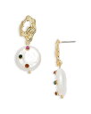 【送料無料】 アクア レディース ピアス・イヤリング アクセサリー Freshwater Pearl & Glass Stone Drop Earrings - Exclusive Gold