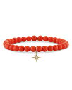 【送料無料】 シドニーエヴァン レディース ブレスレット・バングル・アンクレット アクセサリー 14K Yellow Gold Diamond Accent Starburst Charm Peach Coral Bead Stretch Bracelet Red/Gold(4)