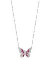 【送料無料】 アクア レディース ネックレス・チョーカー・ペンダントトップ アクセサリー Pink Ombr Pav Butterfly Pendant Necklace 16"-18" - Exclusive Pink/White