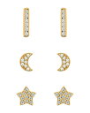 【送料無料】 アクア レディース ピアス・イヤリング アクセサリー Cubic Zirconia Celestial Stud Earrings Set of 3 Gold