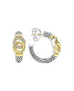 【送料無料】 ラゴス レディース ピアス・イヤリング アクセサリー 18K Yellow Gold & Sterling Silver Signature Caviar Diamond Interlocking Hoop Earrings Silver