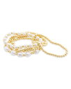 【送料無料】 アクア レディース ブレスレット・バングル・アンクレット アクセサリー Cultured Freshwater Pearl Beaded Bracelet Set of 5 - Exclusive Gold