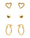 【送料無料】 アクア レディース ピアス・イヤリング アクセサリー Heart Sphere & Hoop Earrings Set of 3 Gold