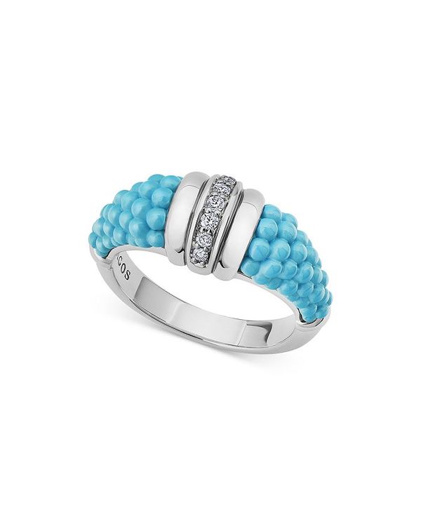 ラゴス レディース 指輪 アクセサリー Sterling Silver Blue Caviar & Diamond Tapered Ring Blue