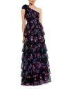【送料無料】 マックダガル レディース ワンピース トップス One Shoulder Printed Chiffon Tiered Ruffle Gown B...