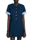 【送料無料】 サンドロ レディース ワンピース トップス Short Pleated Dress Navy Blue