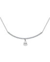 【送料無料】 アクア レディース ネックレス・チョーカー・ペンダントトップ アクセサリー Pear Shape Cubic Zirconia & Pav Curved Bar Pendant Necklace in Sterling Silver 16"-18" - Exclusive Silver