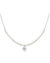 【送料無料】 アクア レディース ネックレス・チョーカー・ペンダントトップ アクセサリー Heart & Cultured Freshwater Pearl Pendant Necklace in Sterling Silver 16"-18" Silver