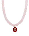 【送料無料】 アクア レディース ネックレス・チョーカー・ペンダントトップ アクセサリー Pink Quartz Beaded Pendant Necklace 16"-18" - Exclusive Pink