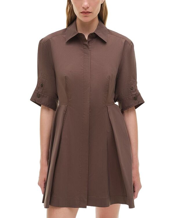 ५ ǥ ȥåץ ĥԡ ߥ SIMKHAI Jazzie Elbow Sleeve Mini Shirt Dress Chocola...