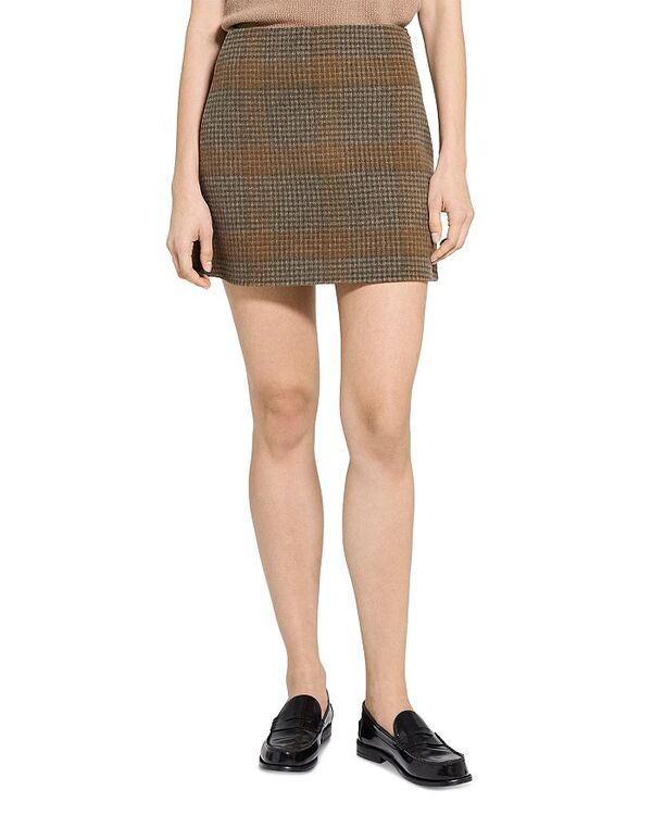セオリー レディース ボトムス スカート ミニ ウール Theory Wool & Cashmere Plaid Mini Skirt Brass Multi マルチカラー