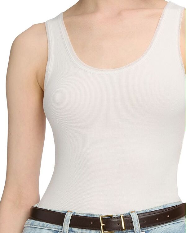 フレーム レディース トップス タンクトップ メッシュ FRAME The Mesh Trim Tank White ホワイト