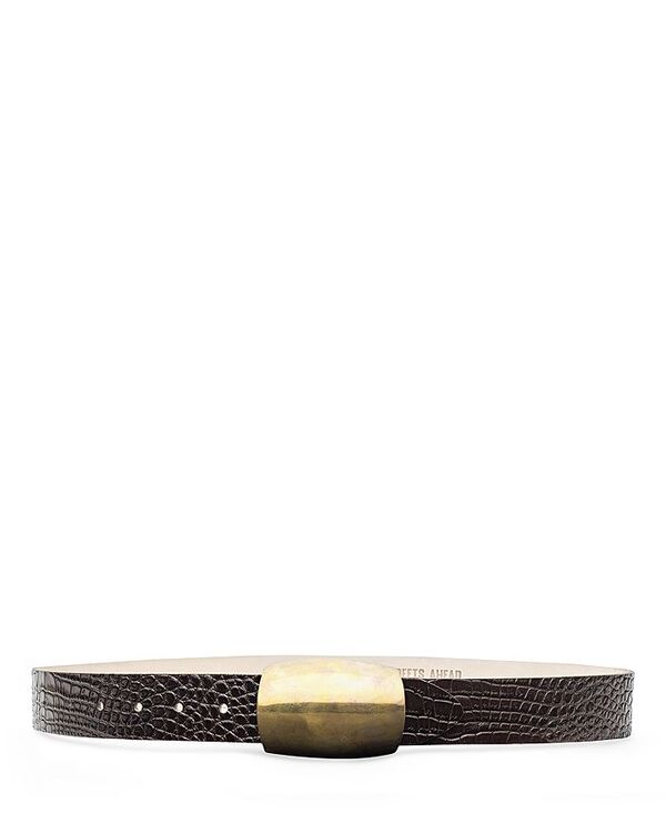 ラジャンス レディース アクセサリー ベルト レザー L'AGENCE Milou Domed Croc Embossed Leather Belt Chocolate