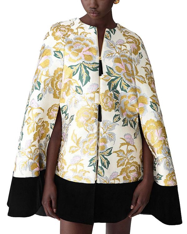 饤ʥإ ǥ   ץǥ å  Carolina Herrera Cape Coat Ivory Multi...