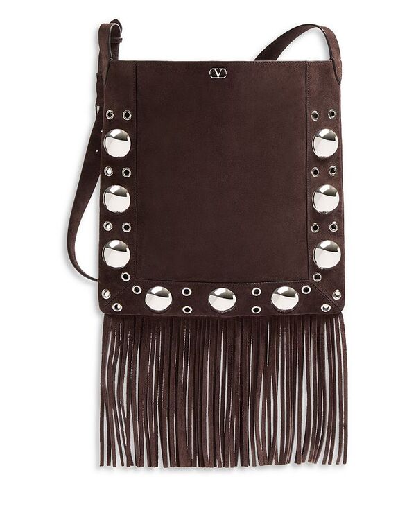 ヴァレンティノ レディース バッグ トートバッグ スエード ロゴ フリンジ Valentino Garavani Nellcte VLogo Fringe Shoulder Tote Bag in Suede Brown ブラウン