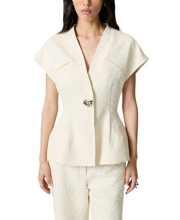 楽天ReVida 楽天市場店【送料無料】 ノクチューン レディース ベスト アウター Accessory Detailed Vest Open White