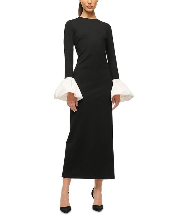 スタウド レディース トップス ワンピース マキシ STAUD Hawthorne Maxi Dress Black/Ivory アイボリー