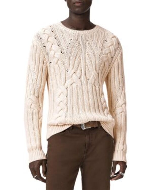 ジョンバルベイトス メンズ アウター ニット・セーター クルーネック John Varvatos Dauphine Crewneck Sweater Egg Shell