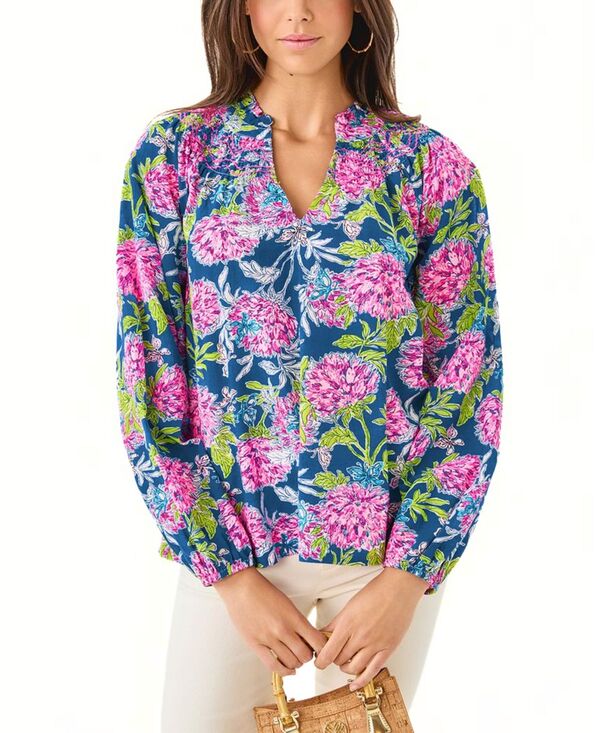 リリーピュリッツァー レディース トップス シャツ Lilly Pulitzer Lourdes Long Sleeve Top Multi Dahlia Licious マルチカラー