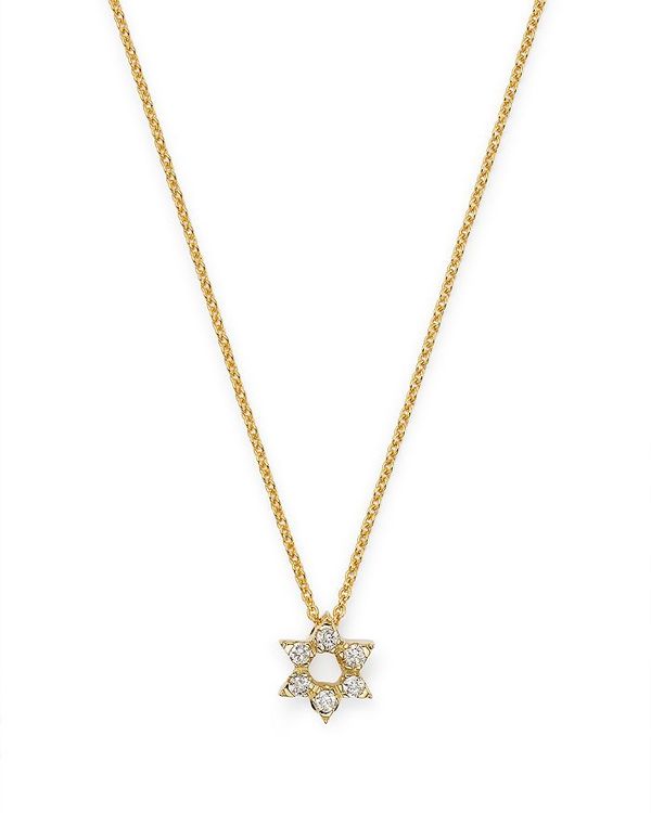 o[gRC fB[X lbNXE`[J[ ANZT[ 18K Yellow Gold Diamond Star Pendant Necklace 16-18 Yellow Gold