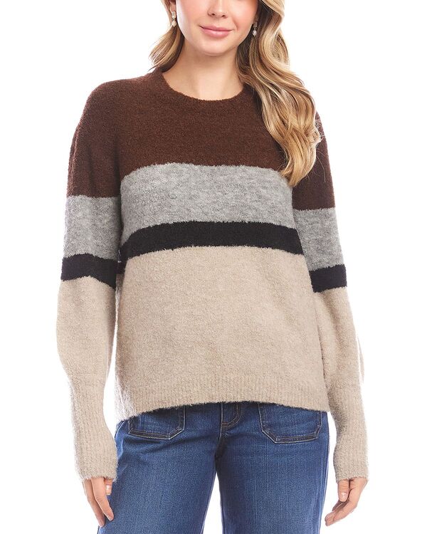 Three-Quarter Knit - カレンケーン レディース アウター ニット・セーター クルーネック カラーブロック Karen Kane Colorblocked Crewneck Sweater Multi マルチカラー