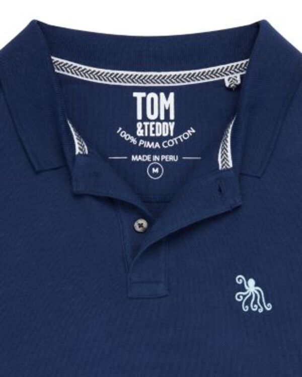 トムアンドテディ メンズ トップス ポロシャツ コットン TOM & TEDDY Pima Cotton Piqu Polo Shirt Classic Blue ブルー