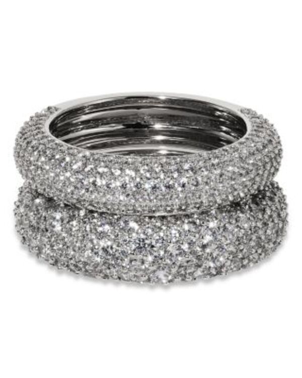 ナディール レディース アクセサリー リング Nadri Crushed Pav Band Ringset of 2 Silver シルバー