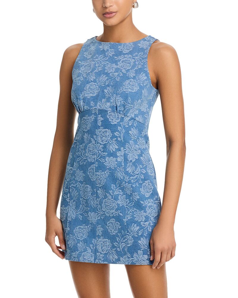 アクア レディース トップス ワンピース デニム AQUA Denim Jacquardress - Exclusive Medium Blue ブルー