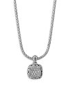 ジョン・ハーディー レディース ネックレス・チョーカー アクセサリー Sterling Silver Classic Diamond Pav Square Disc Pendant Necklace 16-18 Silver