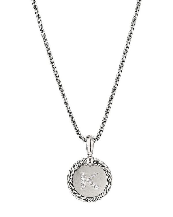 fCrbgE[} fB[X lbNXE`[J[ ANZT[ Sterling Silver Cable Collectibles Initial Charm Necklace with Diamonds 18 K/Silver