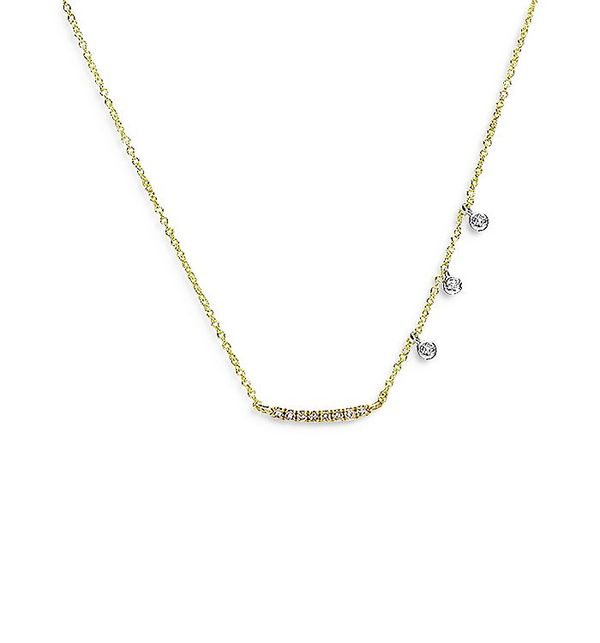 CeB fB[X lbNXE`[J[ ANZT[ 14K Yellow & White Gold Mini Curved Diamond Bar Necklace 18 Gold