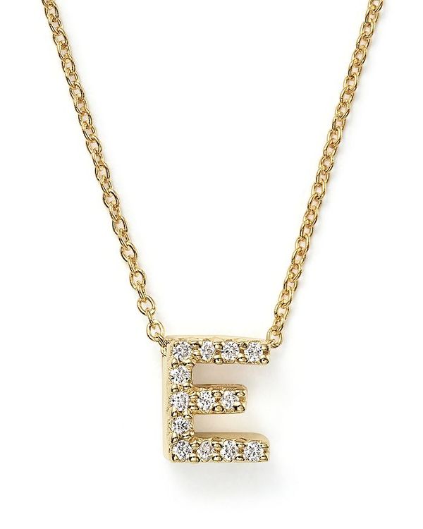 ロバートコイン レディース ネックレス・チョーカー アクセサリー 18K Yellow Gold and Diamond Initial Love Letter Pendant Necklace 16 E