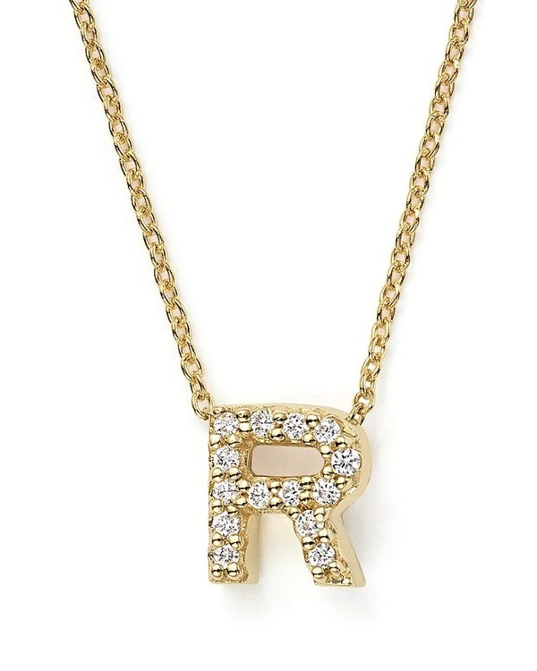 o[gRC fB[X lbNXE`[J[ ANZT[ 18K Yellow Gold and Diamond Initial Love Letter Pendant Necklace 16 R