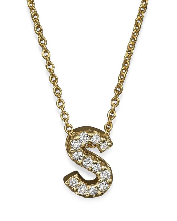 o[gRC fB[X lbNXE`[J[ ANZT[ 18K Yellow Gold and Diamond Initial Love Letter Pendant Necklace 16 S