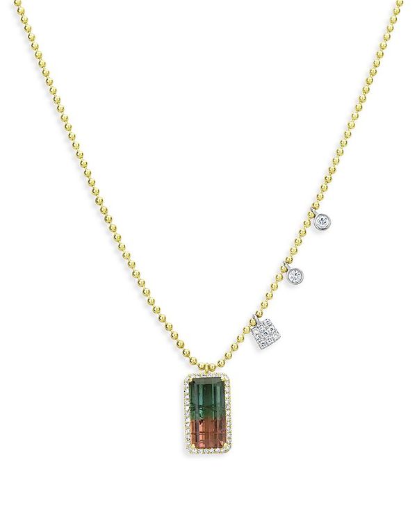 メイラティ レディース ネックレス・チョーカー アクセサリー Diamond & Watermelon Tourmaline Pendant Necklace in 14K Yellow Gold 0.25 ct. t.w. Multi