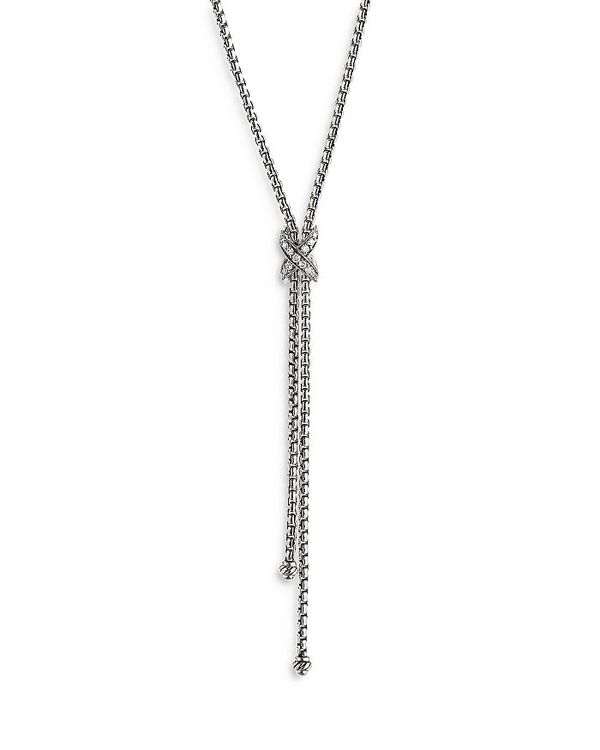 fCrbgE[} fB[X lbNXE`[J[ ANZT[ Sterling Silver Petite X Diamond Lariat Necklace 17 Silver