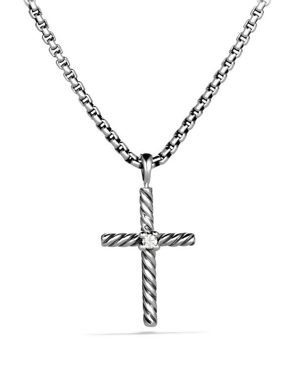 fCrbgE[} fB[X lbNXE`[J[ ANZT[ Cable Classics Cross Necklace with Diamond Silver