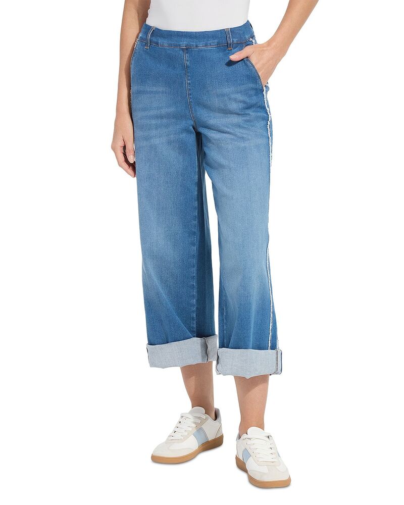 リス レディース ボトムス デニムパンツ ジーンズ フリンジ Lyss Andie Fringe Detail High Rise Straight Jeans in Authentic Midwash Authentic Midwash