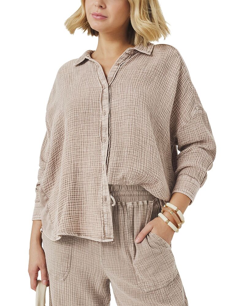 スプレンディット レディース トップス シャツ ボタンダウン Splendid Ava Gauze Button Down Shirt Light Wicker