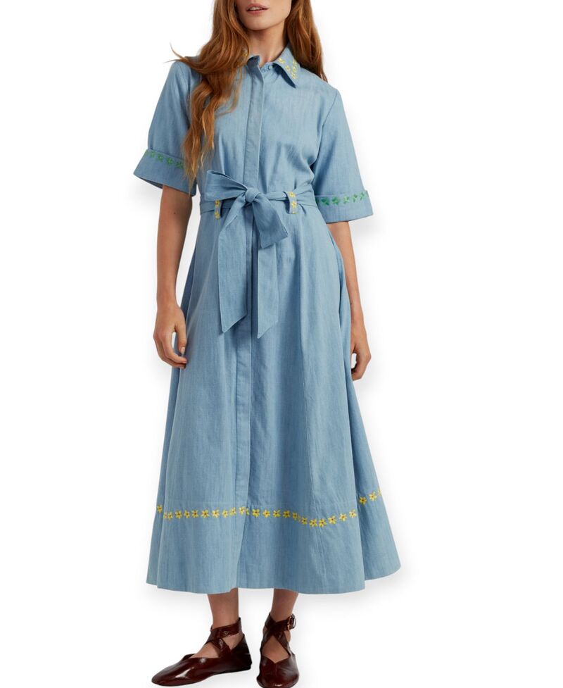 チンティアンドパーカー レディース トップス シャツ Chinti & Parker Women's Chambray Buttercup Shirt Dresspring Blue ブルー