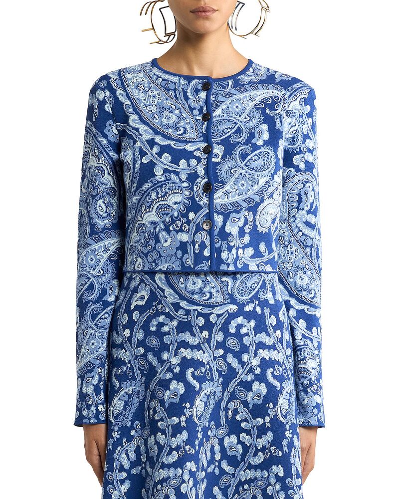エトロ レディース アウター ニット・セーター カーディガン クロップド Etro Cropped Cardigan Sweater Multi/Blue ブルー