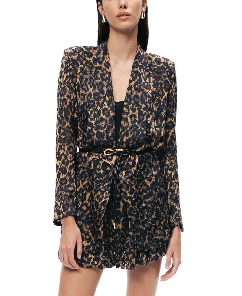 ノクチューン レディース アウター ジャケット・ブルゾン プリント NOCTURNE Printed Leopard Belted Jacket Multi-Colored マルチカラー