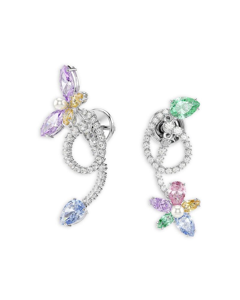 スワロフスキー レディース アクセサリー ピアス・イヤリング アシンメトリー ジャケット Ariana Grande x Swarovski Cubic Zirconia & Imitation Pearl Dragonfly & Flower Asymmetrical Jacket Earrings Multicolored マルチカラー