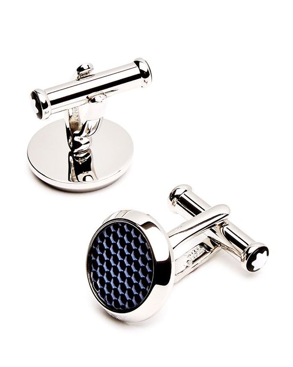 ֥  եܥ ꡼ Lacquer Inlay Round Cufflinks White