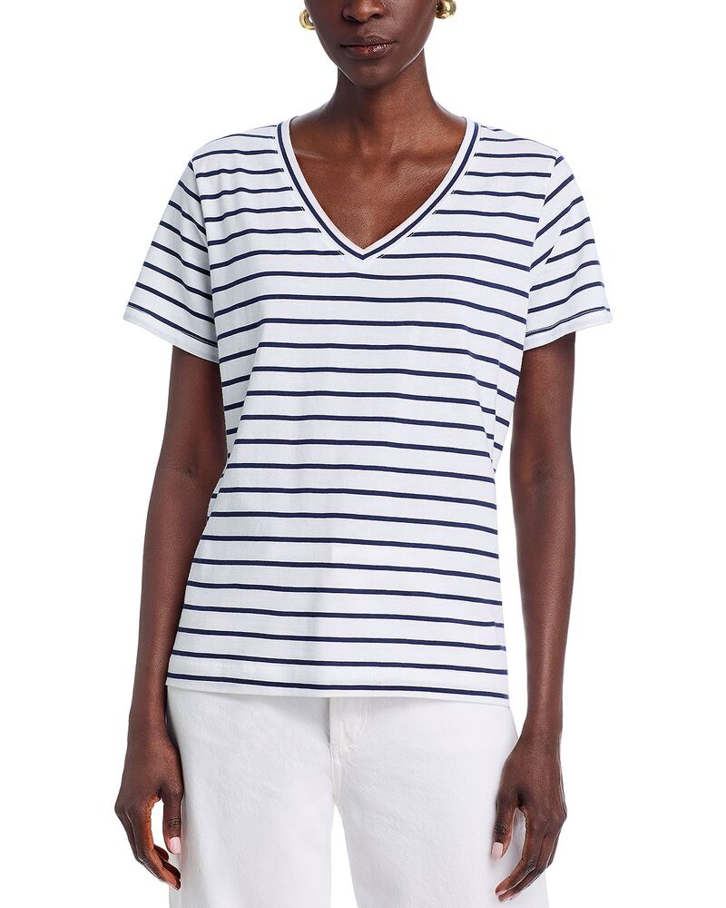 ヴァインヤードヴァインズ レディース トップス Tシャツ Vネック コットン Vineyard Vinestriped V Neck Cotton Tee Blue Stripe ブルー